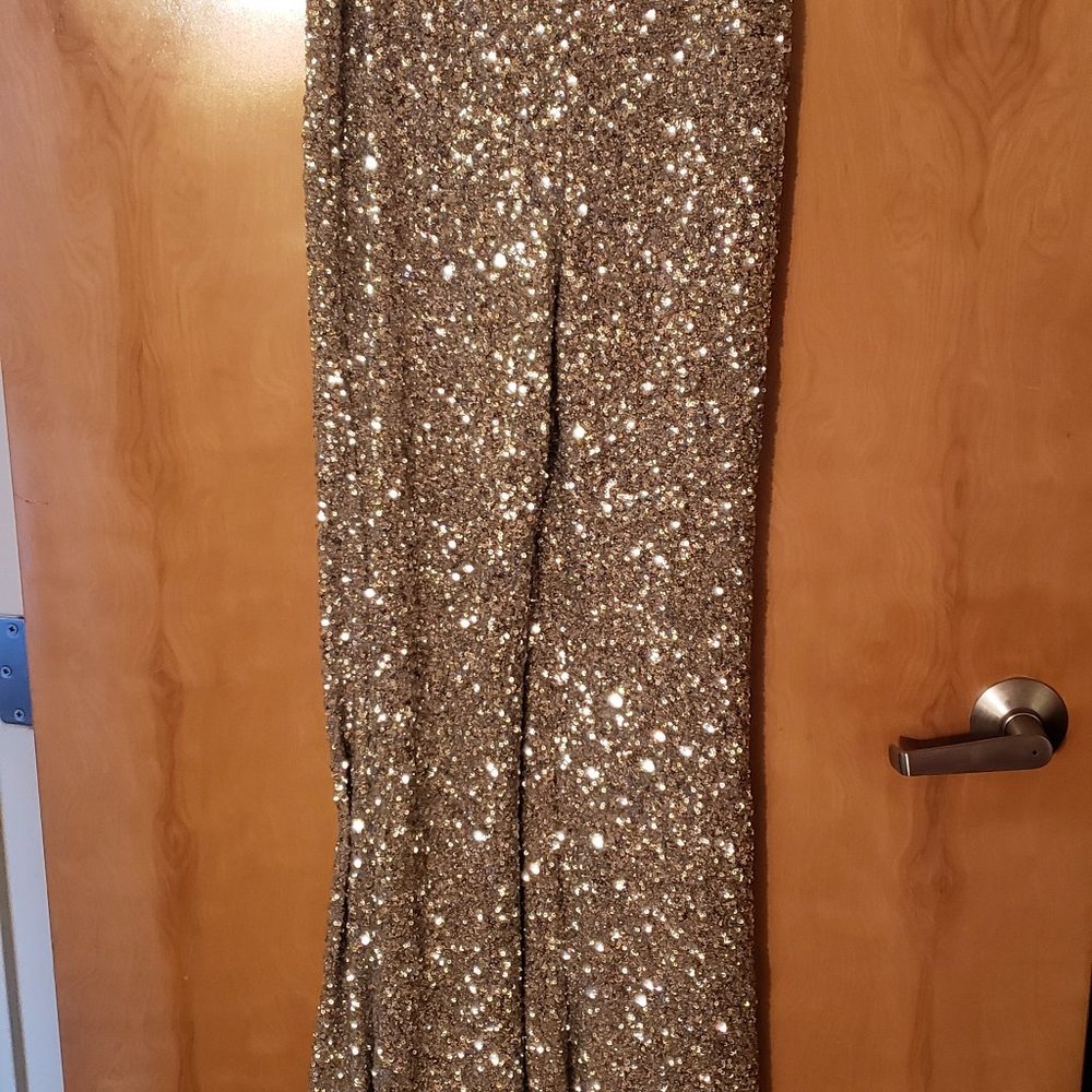 Express Super High Waisted Sequin Flare Pant XS